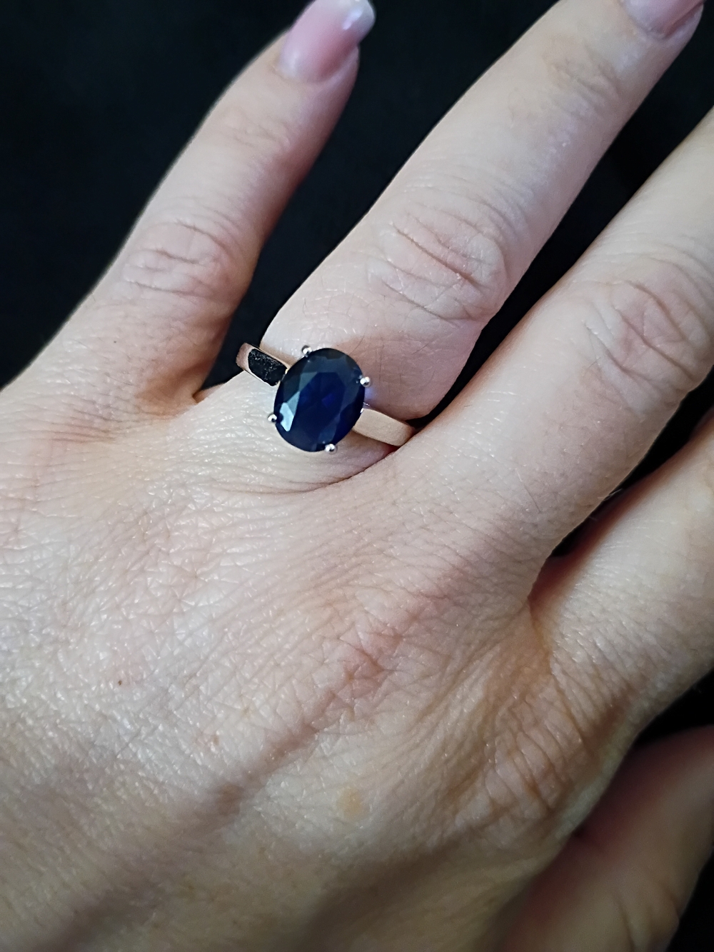 *NWOT* Sapphire Blue Oval Stone Ring in Sterling Silver Band - Women Jewelry